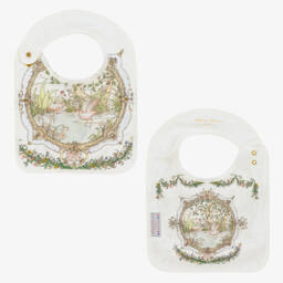 Atelier Choux Paris-Ivory Organic Cotton Illustrated Swaddle & Bib Set | Childrensalon