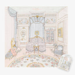 Atelier Choux Paris-Pale Pink Organic Cotton Swaddle & Bib Set | Childrensalon