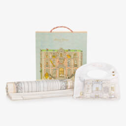 Atelier Choux Paris-Pale Pink Organic Cotton Swaddle & Bib Set | Childrensalon