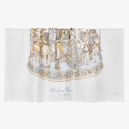 Atelier Choux Paris-White & Blue Carousel Swaddle (97cm) | Childrensalon