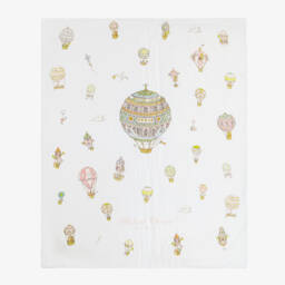Atelier Choux Paris-White & Blue Organic Cotton Reversible Duvet (132cm)  | Childrensalon