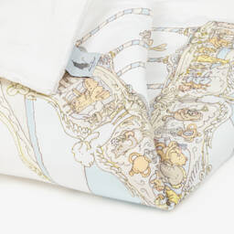Atelier Choux Paris-White & Blue Organic Cotton Reversible Duvet (132cm)  | Childrensalon