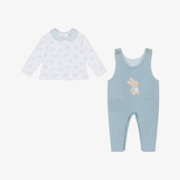 Babidu-طقم دانغري بطبعة أرنب قطن لونأزرق للأولاد الرضع | Childrensalon