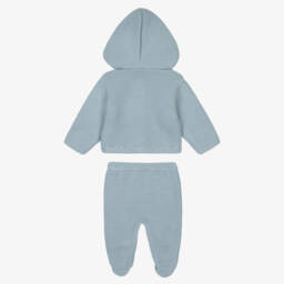 Babidu-Baby Boys Blue Knitted Pram Coat Set | Childrensalon