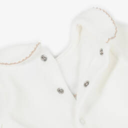 Babidu-Baby Boys Ivory & Beige Velour Teddy Bear 2 Piece Babygrow  | Childrensalon