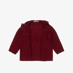 Babidu-Baby Girls Burgundy Red Knitted Coat & Hat Set | Childrensalon