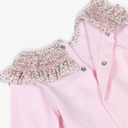 Babidu-Комплект с шортами розовый в цветочек хлопковый с оборчатым воротником длямалышек | Childrensalon