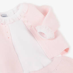 Babidu-طقم بنطلون أطفال بناتي أكريليك محبوك لون زهري فاتح | Childrensalon