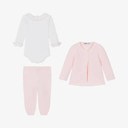 Babidu-طقم بنطلون أطفال بناتي أكريليك محبوك لون زهري فاتح | Childrensalon