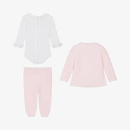 Babidu-طقم بنطلون أطفال بناتي أكريليك محبوك لون زهري فاتح | Childrensalon