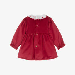 Babidu-Baby Girls Red Velvet Smocked Dress | Childrensalon
