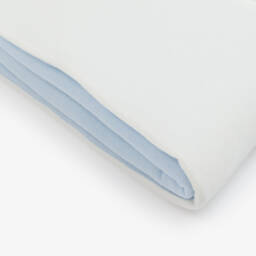 Babidu-Blue Cotton Knit Padded Blanket with Smocked Frill (80cm) | Childrensalon