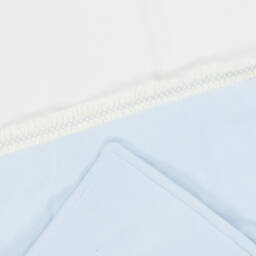 Babidu-Blue Cotton Knit Padded Blanket with Smocked Frill (80cm) | Childrensalon