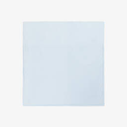 Babidu-Blue Cotton Knit Padded Blanket with Smocked Frill (80cm) | Childrensalon