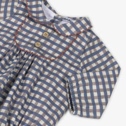 Babidu-Blue & Mauve Check Cotton Shortie | Childrensalon
