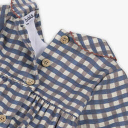 Babidu-Blue & Mauve Check Cotton Shortie | Childrensalon