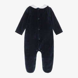 Babidu-Blue Velour Babygrow | Childrensalon
