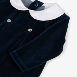 Babidu-Blue Velour Babygrow | Childrensalon
