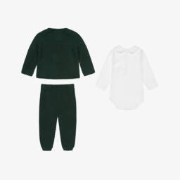 Babidu-Брючный комплект зелёный с белым боди для мальчиков | Childrensalon