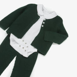 Babidu-Брючный комплект зелёный с белым боди для мальчиков | Childrensalon