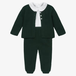 Babidu-Брючный комплект зелёный с белым боди для мальчиков | Childrensalon