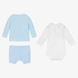 Babidu-Boys Light Blue Knitted Shorts Set | Childrensalon