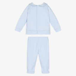 Babidu-Брючный комплект голубой с воротником в клетку из хлопка для мальчиков | Childrensalon