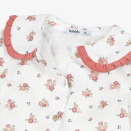 Babidu-Girls Ivory Floral & Pink Corduroy Skirt Set | Childrensalon