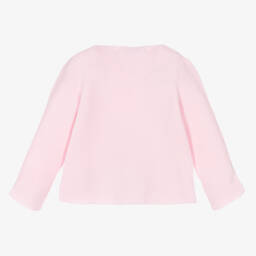 Babidu-Girls Pink Cotton Knit Cardigan | Childrensalon