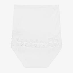 Babidu-Girls White Cotton Frilly Pants | Childrensalon