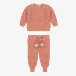 Babidu-Orange Knitted Wool Mix Trouser Set | Childrensalon