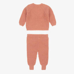 Babidu-Orange Knitted Wool Mix Trouser Set | Childrensalon