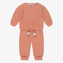 Babidu-Orange Knitted Wool Mix Trouser Set | Childrensalon