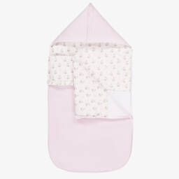 Babidu-Pink Cotton Padded Bunny Print Nest (80cm) | Childrensalon