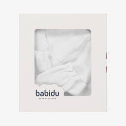 Babidu-White Cotton Hat & Mittens Set | Childrensalon