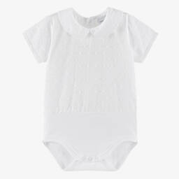 Babidu-White Plumeti Cotton Bodysuit | Childrensalon