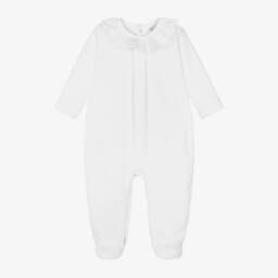 Babidu-أفرول بيبي غرو قطن مخمل لون أبيض | Childrensalon