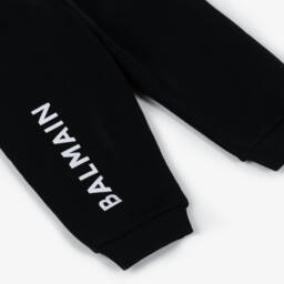 Balmain-Boys Black Cotton Cuffed Joggers | Childrensalon