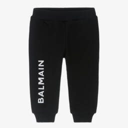 Balmain-Boys Black Cotton Cuffed Joggers | Childrensalon