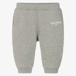 Balmain-Boys Grey Cotton Logo Joggers | Childrensalon