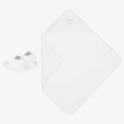 Bam Bam-Ivory Hooded Towel & Slippers Gift Set | Childrensalon