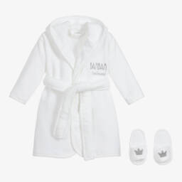 Bam Bam-White Bathrobe Baby Gift Set  | Childrensalon