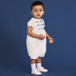Beatrice & George-Baby Boys White Military Shortie | Childrensalon
