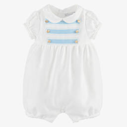 Beatrice & George-Baby Boys White Viscose Military Shortie | Childrensalon