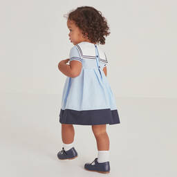 Beatrice & George-Baby Girls Blue Cotton Sailor Dress  | Childrensalon