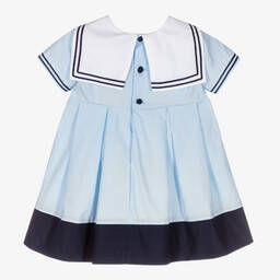Beatrice & George-Baby Girls Blue Cotton Sailor Dress  | Childrensalon