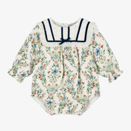 Beatrice & George-بودي سوت بطبعة ورود لون عاجي للبنات الرضع | Childrensalon