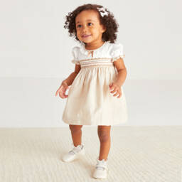 Beatrice & George-Baby Girls Ivory Leather Pre-Walker Shoes  | Childrensalon