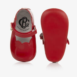 Beatrice & George-Baby Girls Red Leather Pre-Walker Shoes | Childrensalon