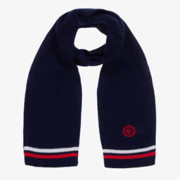Beatrice & George-Blue Wool & Cashmere Monogram Hat Set | Childrensalon